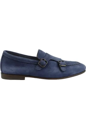 santoni Loafers - Mocassino con doppia fibbia navy in
