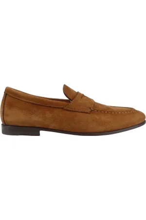 santoni Loafers - Mocassino in Pelle Martellata Marrone in