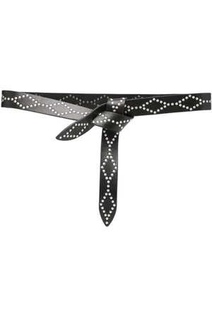 Isabel Marant Riemen - Black Leather Belt With Decorative Silver Studs in