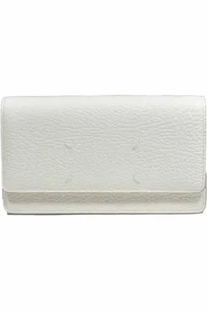 Maison Margiela Portemonnees - White Hammered Leather Shoulder Bag Wallet in