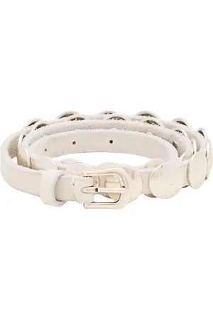 Golden Goose Riemen - White Belt With Aged Silver-Colored Studs in