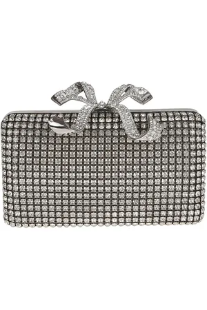 Self-Portrait Clutches - Silver Crystal Box Clutch in