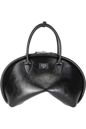 Acne Studios Crossbody bags - Curved Black Leather Handbag With Metal Plaque in