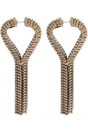 Paco rabanne Oorbellen - Rhinestone Drop Earrings With Platinum Finish in