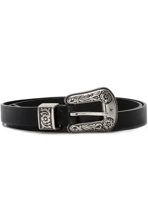 Golden Goose Riemen - Washed Black Leather Belt in