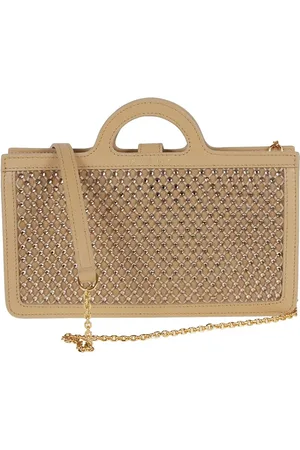 Marni Portemonnees - Calfskin Long Wallet With Rhinestone Mesh in