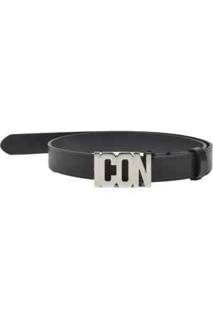 Dsquared2 Riemen - Black Leather Icon Belt With Lettering Logo in