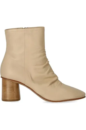 Elena Iachi Boots - Charme Ecrú Heeled Ankle Boot in