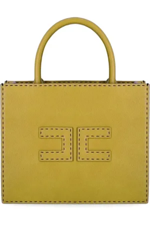 Elisabetta Franchi Hobo bags - Curry Pebbled Leather-Effect Handbag in