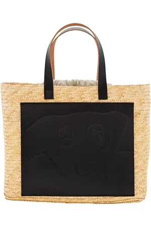 Plan C Totes & shoppers - Woven Raffia Shopper Bag in