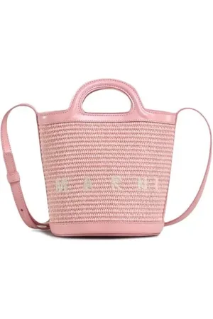 Marni Bucket bags - Light Pink Mini Tropicalia Woven Bucket Bag in
