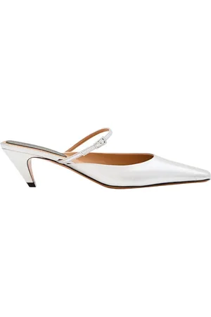 Stella McCartney Slippers & Mules - Metallic Finish Faux Leather Mules in