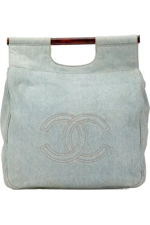 CHANEL Crossbody bags - 1996-1997 CC Denim Tortoise Handle Tote in