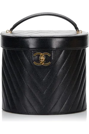 CHANEL Makeup tas - Caviar Chevron Vanity Case in