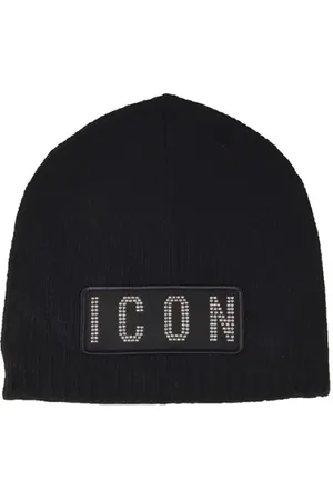 Dsquared2 Mutsen & petten - Black Wool And Cashmere Blend Icon Hat in