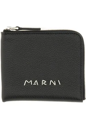 Marni Portemonnees - Textured Calf Leather Zip Wallet in