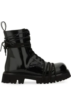 Moschino Boots - Glossy Leather Lace-Up Boot With Sole in