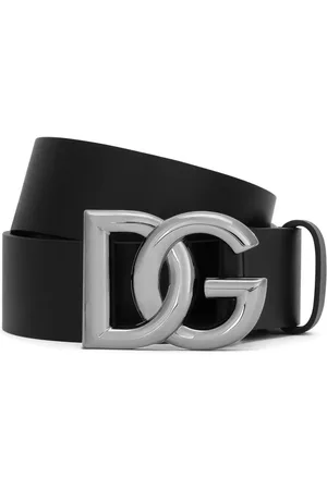 Dolce & Gabbana Riemen - Black Calf Leather Logo Belt in
