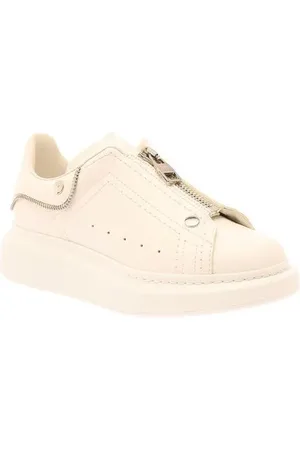 Alexander McQueen Low-Top Sneakers - White Zip-Up Sneakers With Chunky Platform In Smoo in