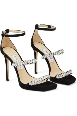 Jimmy Choo Hoge hakken - Black Bing Sandals With Crustal Embellishment In L in