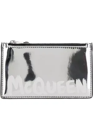 Alexander McQueen Portemonnees - Silver Card-Holder With Mcqueen Graffiti Logo In L in