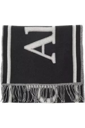 Alexander McQueen Sjaals & halsdoeken - Black And White Scarf With Varsity Logo In Wool in
