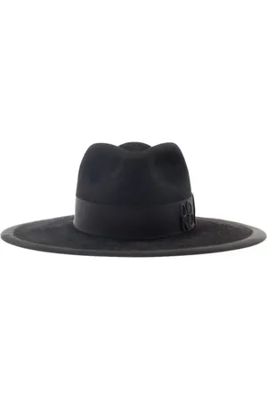 Ruslan Baginskiy Mutsen & petten - Black Fedora Hat With Rb Embroidery In Felt in