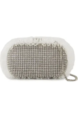 Self-Portrait Clutches - Crystal Lace Detail Clutch - Synthetic - Silver in