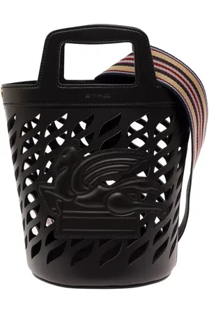 Etro Bucket bags - Black Bucket Bag With Multicolor Shoulder Strap An in