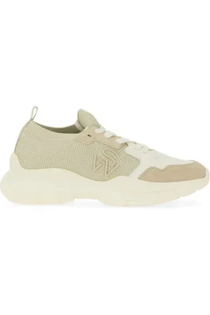 Stuart Weitzman Low-Top Sneakers - Textured Mesh And Leather Sneakers With Chunky Sol in