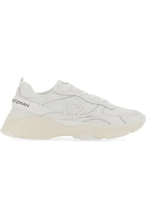 Stuart Weitzman Low-Top Sneakers - Textured White Sneakers With Prominent Logo in