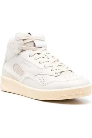 Jil Sander Low-Top Sneakers - Beige High-Top Sneakers With Leather Inserts And E in