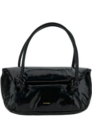 Jil Sander Hobo bags - Knot Small Black Shoulder Bag With Laminated Logo in