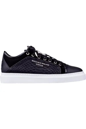 Benjamin Berner Low-Top Sneakers - Odin Black Python Cut White Sole in