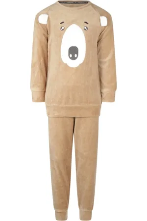 Charlie Choe Jongens velours pyjama Bear Sand