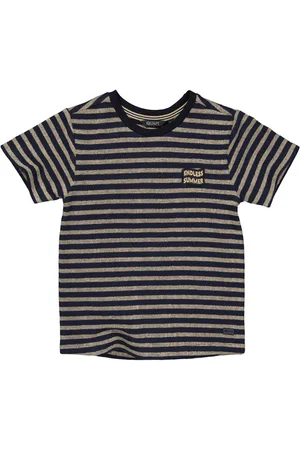 Quapi Jongens t-shirt Bent aop Blue Stripe
