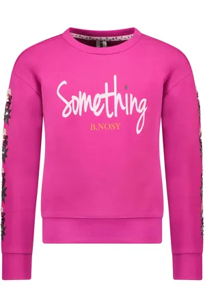 B.Nosy Meisjes sweater met pailletten op de mouwen Festival Fuchsia