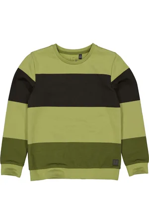 LEVV Jongens sweater Alwin aop Olive Light Stripe