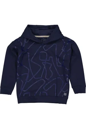LEVV Jongens hoodie Gilius aop Blue Dark Lines