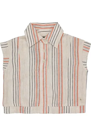 Quapi Meisjes mouwloze blouse Miep aop Taupe Stripe