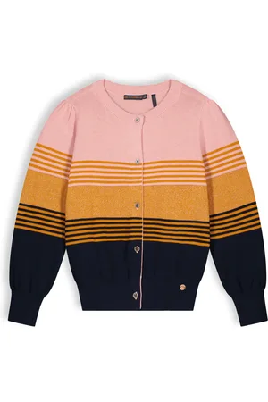 NoNo Meisjes fijn gebreid vest met strepen Alou Navy Blazer