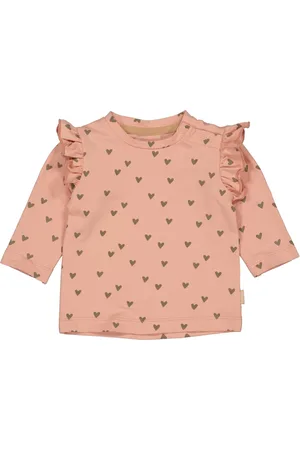 Quapi Newborn baby meisjes shirt Cecile aop Brown Soft Hearts