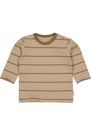 Quapi Newborn baby jongens shirt Carel aop Brown Soft Stripes