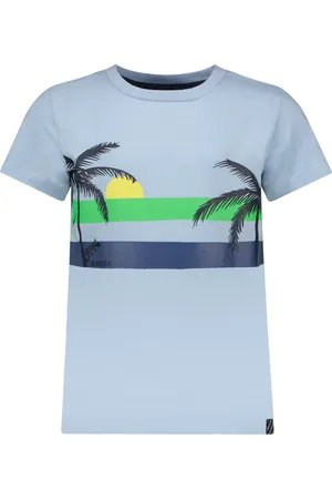 B.Nosy Jongens t-shirt Palmtree color print Blizzard