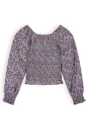 NoBell Meiden shirt smocked Tessa Grey Navy