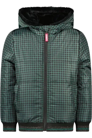 B.Nosy Meisjes reversible winterjas Green Check Teddy
