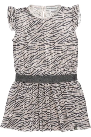 Koko Meisjes korte mouwen jurk met zebraprint Champagne