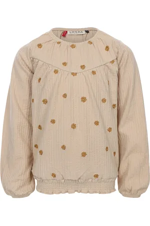 Looxs Shirt geborduurde bloemen Latte