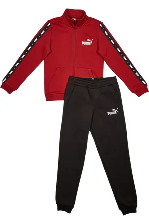 PUMA Tape Sweat Unisex Trainingspakken - Rood - Maat: 140 CM - Katoen Fleece - Foot Locker