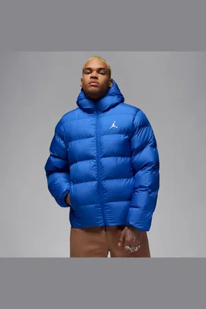 Jordan Brooklyn Puffer Heren Jassen - Blauw - Maat: XS - Katoen Jersey - Foot Locker